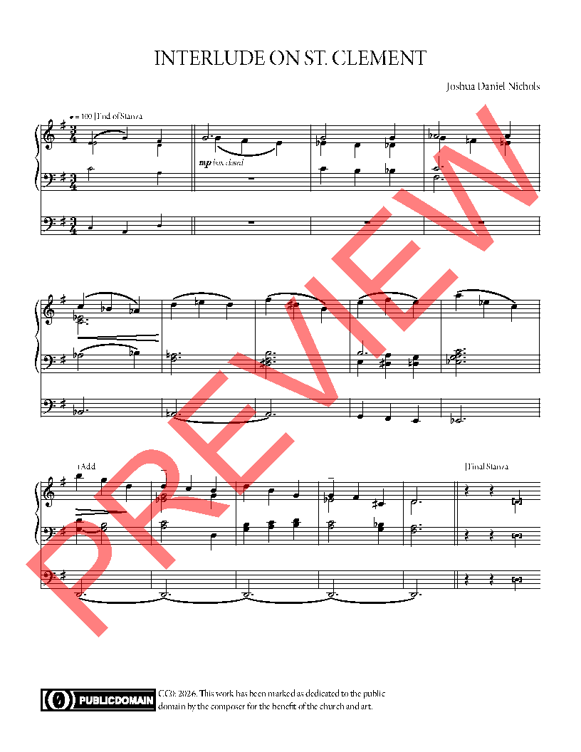 Introduction, Interlude, and Harmonization on St. Clement, "The Day Thou Gavest"