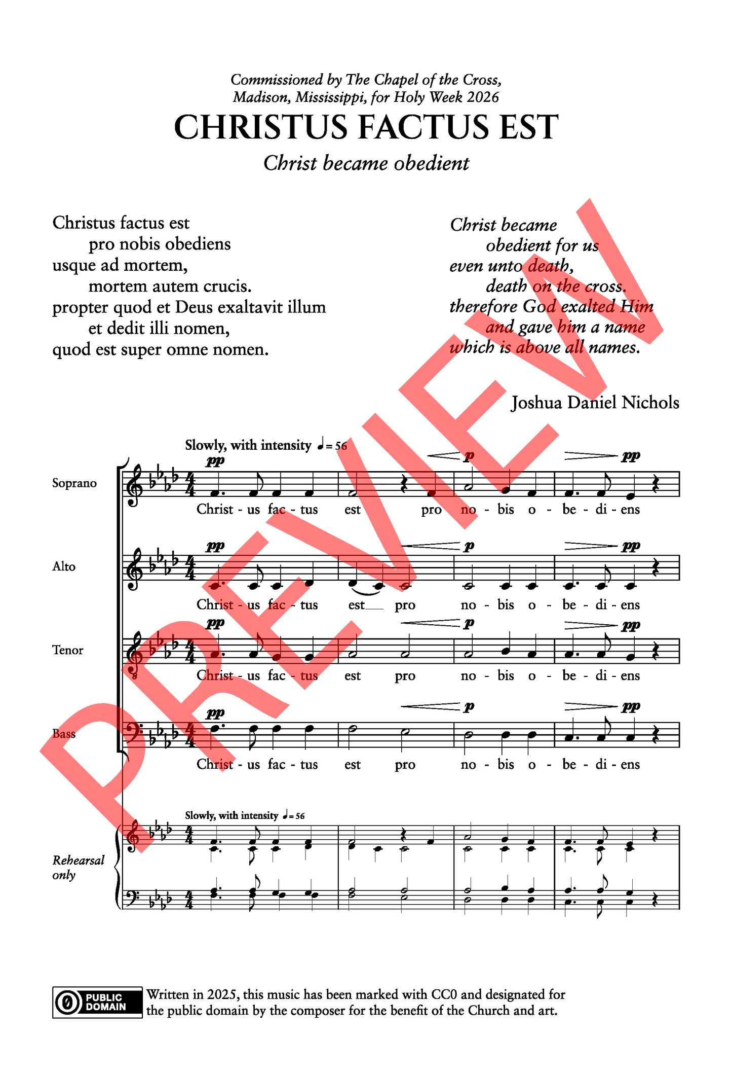 Christus factus est - SATB Motet